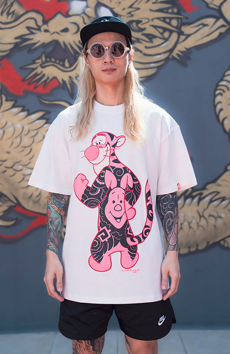 T-Shirt "Tattigro Pink" Oversize  - Off-White