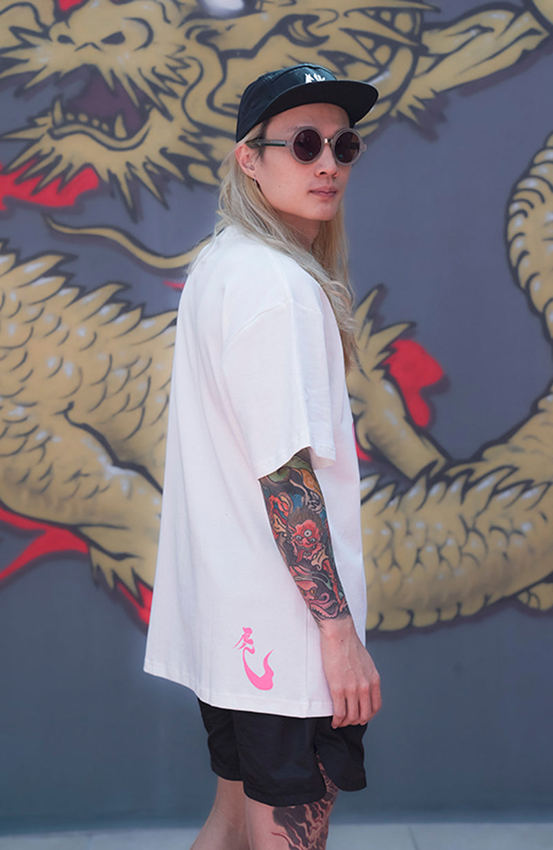 T-Shirt "Tattigro Pink" Oversize  - Off-White